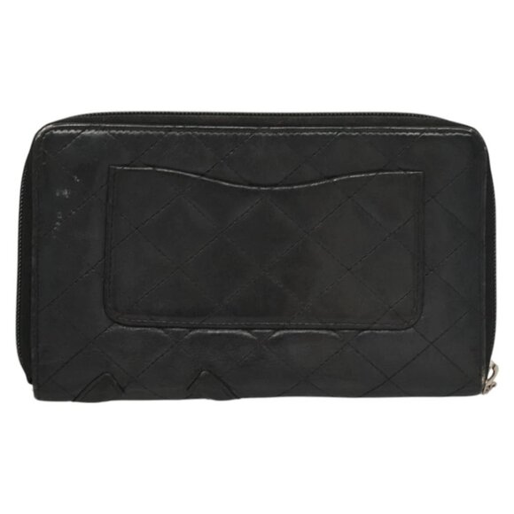 CHANEL Cambon Line Long Wallet Leather Black CC Auth - Picture 2 of 16
